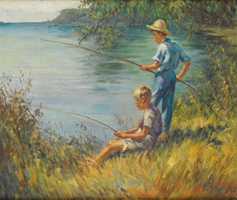 JOHN PHILIP FALTER. Two boys fishing.